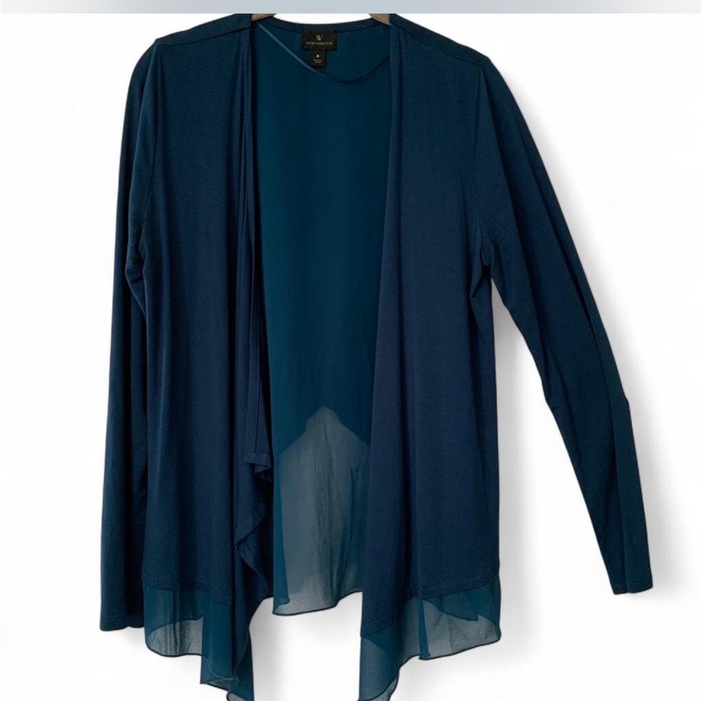 Fairy Coquette Dressy Open Front Draped Cardigan in Deep Teal Size S